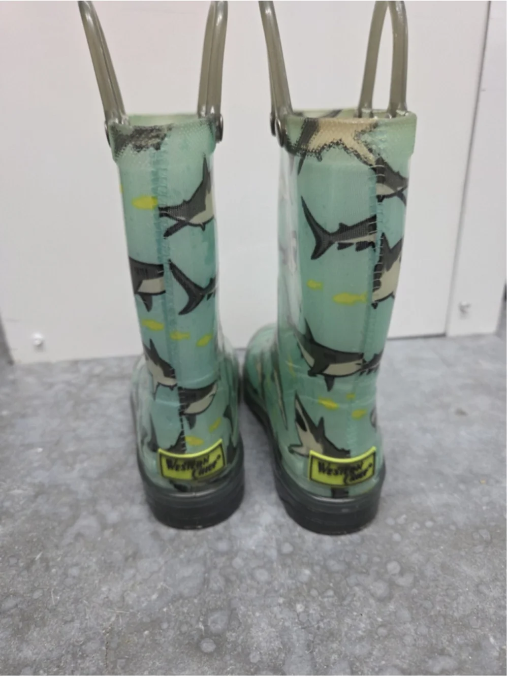 Western Chief Kids Tropic Shark Lighted Rain Boots Teal Blue Size 10 Toddler Boy